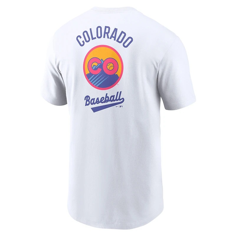 T-shirt Nike City Connect 2-Hit blanc Colorado Rockies 2025 pour homme