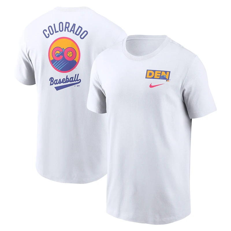 T-shirt Nike blanc à imprimé City Connect Colorado Rockies 2025 pour homme