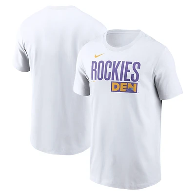 T-shirt Nike blanc pour homme avec logo City Connect des Rockies du Colorado 2025