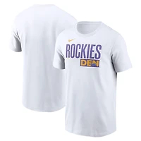 T-shirt Nike blanc pour homme avec logo City Connect des Rockies du Colorado 2025