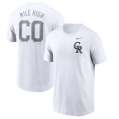 T-shirt Nike Colorado Rockies Mile High Hometown pour homme - Blanc