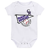 Lot de 3 bodys pour nouveau-nés et nourrissons violet/blanc/gris chiné Colorado Rockies Biggest Little Fan