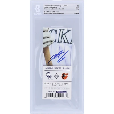 Nolan Arenado Colorado Rockies Autographed Beckett Fanatics Witnessed Authenticated 9 Ticket from May 25, 2019 - 200th Career Home Run
