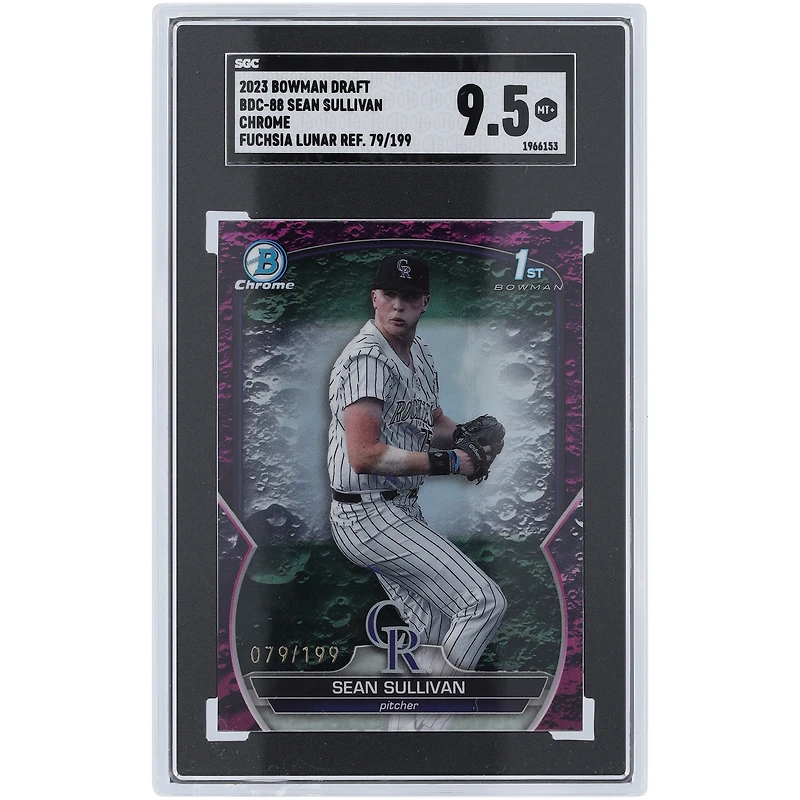 Sean Sullivan Colorado Rockies 2023 Bowman Chrome Draft 1st Bowman Fuchsia Lunar #BDC-88 #79/199 SGC Authenticated 9.5 Card