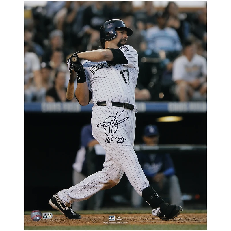 Photo dédicacée de Todd Helton (Colorado Rockies) - 40,6 x 50,8 cm (16 x 20 pouces) - avec inscription « HOF 2024 »