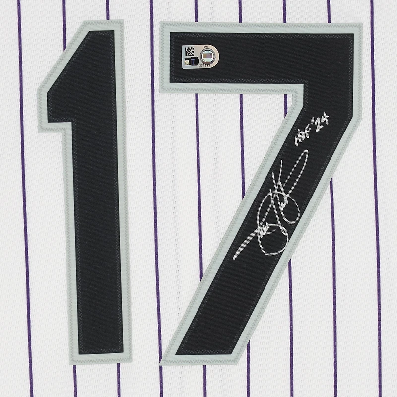 Todd Helton Colorado Rockies Autographed White Nike Replica Jersey with "HOF 24" Inscription 