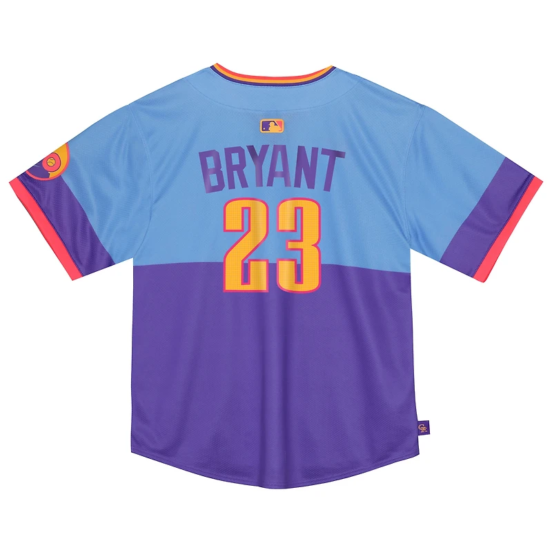 Maillot Nike Kris Bryant pour enfant, violet/bleu clair, édition limitée City Connect 2025 des Rockies du Colorado