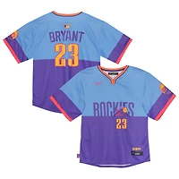 Maillot Nike Kris Bryant pour enfant, violet/bleu clair, édition limitée City Connect 2025 des Rockies du Colorado
