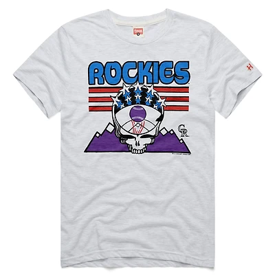 T-shirt unisexe Homage Ash Colorado Rockies MLB x Grateful Dead Americana Tri-Blend