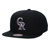 Casquette unisexe Mitchell & Ness noire Colorado Rockies avec logo latéral