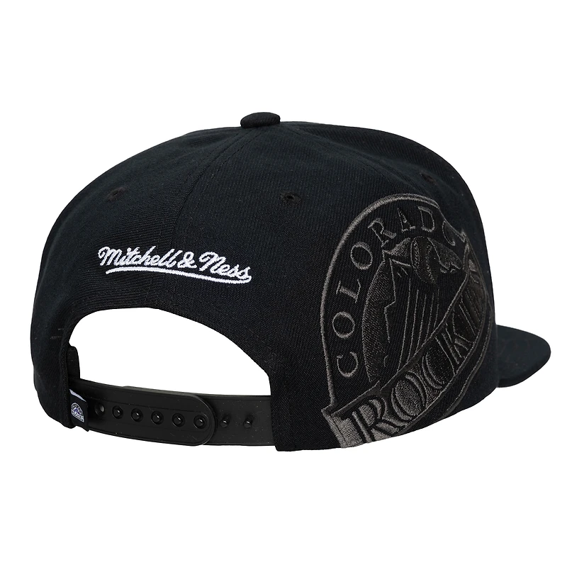 Casquette unisexe Mitchell & Ness noire Colorado Rockies avec logo latéral