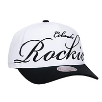 Unisex Mitchell & Ness White/Black Colorado Rockies XL Script Pro Crown Adjustable Hat