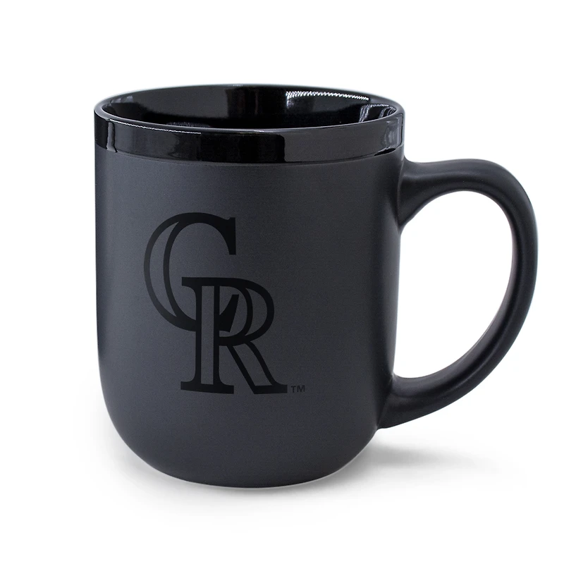 Tasse WinCraft Colorado Rockies en céramique noire ton sur ton (480 ml)