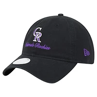 Casquette ajustable 9TWENTY Preppy Team des Colorado Rockies de New Era pour femme, noire