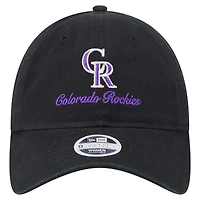 Casquette ajustable 9TWENTY Preppy Team des Colorado Rockies de New Era pour femme, noire