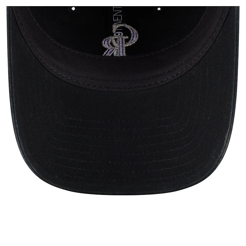 Women's New Era  Black Colorado Rockies Preppy Team 9TWENTY Adjustable Hat