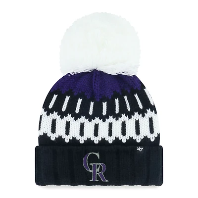 Bonnet en tricot à revers Felicity '47 noir des Colorado Rockies pour femme avec pompon