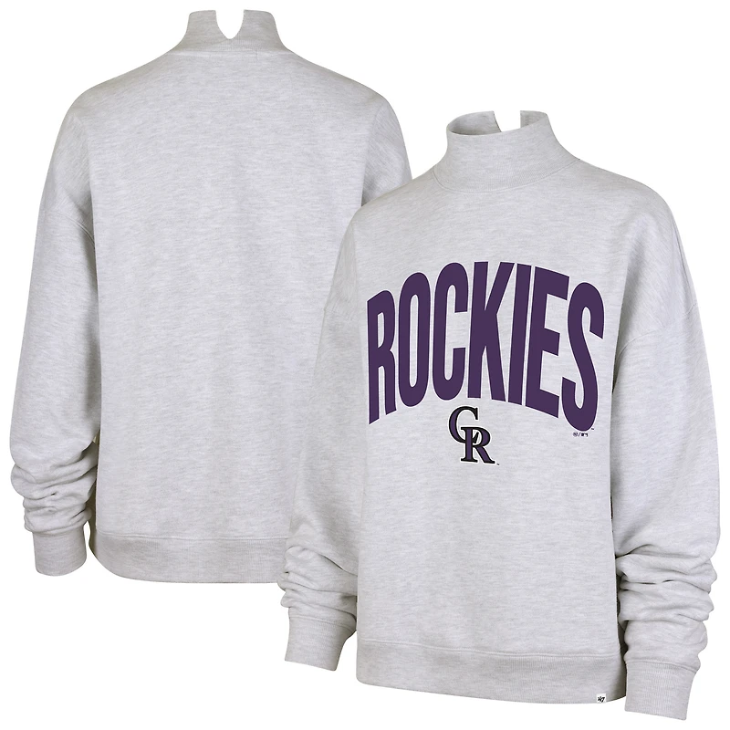 Women's '47 Heather Gray Colorado Rockies Subtle Muse Mock Neck Sweatshirt