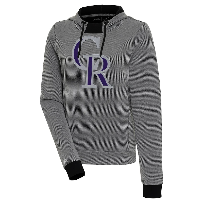 Sweat à capuche tri-blend noir/blanc pour femme Colorado Rockies Axe Bunker Antigua