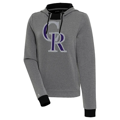 Sweat à capuche tri-blend noir/blanc pour femme Colorado Rockies Axe Bunker Antigua