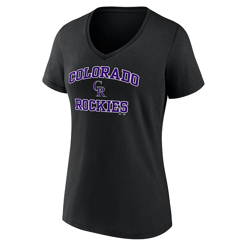T-shirt à col en V Colorado Rockies Heart & Soul pour femme, noir