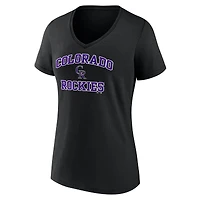 T-shirt à col en V Colorado Rockies Heart & Soul pour femme, noir