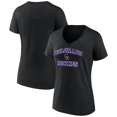Women's Black Colorado Rockies Heart & Soul V-Neck T-Shirt