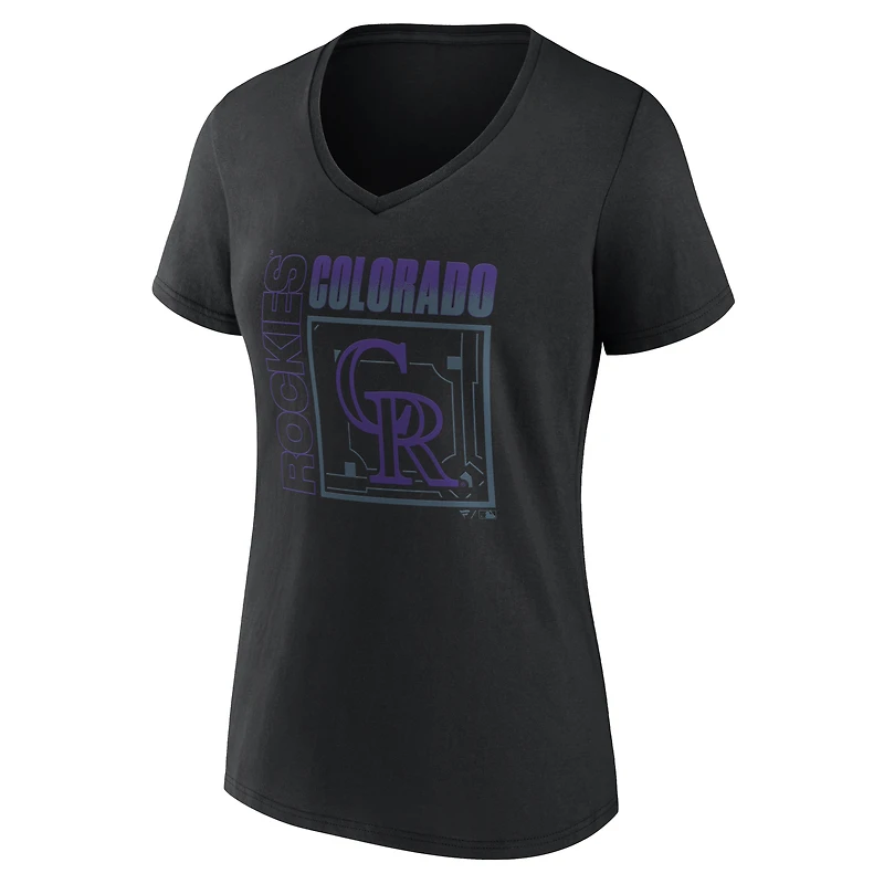 Women's Black Colorado Rockies Home Field Pop Personalized Name & Number V-Neck T-Shirt