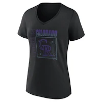 Women's Black Colorado Rockies Home Field Pop Personalized Name & Number V-Neck T-Shirt