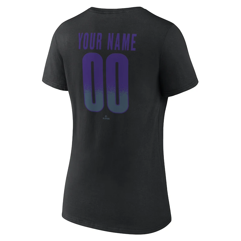 Women's Black Colorado Rockies Home Field Pop Personalized Name & Number V-Neck T-Shirt