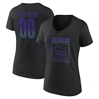 T-shirt à col en V personnalisé avec nom et numéro, Colorado Rockies, domicile, noir, pour femme
