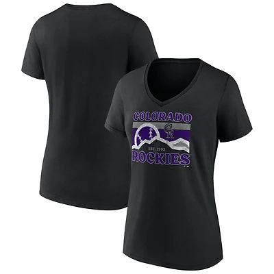 T-shirt à col en V graphique Colorado Rockies noir pour femmes