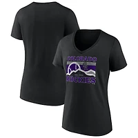 T-shirt à col en V graphique Colorado Rockies noir pour femmes