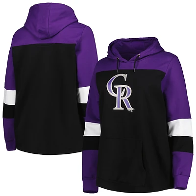 Sweat à capuche colorblock Colorado Rockies noir grande taille pour femme