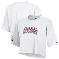 Women's Champion  White Colorado Rockies Boyfriend Cropped Americana T-Shirt