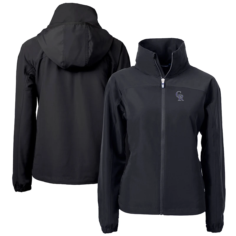 Veste zippée intégrale en tissu recyclé Charter Eco pour femme, noire, des Colorado Rockies Cutter & Buck