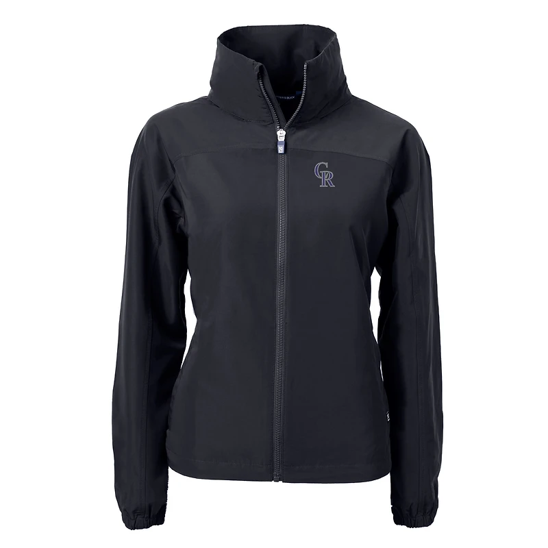 Veste zippée intégrale en tissu recyclé Charter Eco pour femme, noire, des Colorado Rockies Cutter & Buck