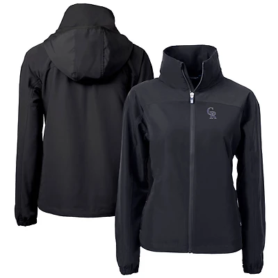 Veste zippée intégrale en tissu recyclé Charter Eco pour femme, noire, des Colorado Rockies Cutter & Buck
