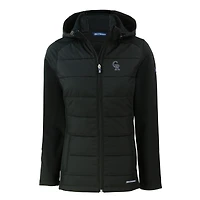 Veste à capuche entièrement zippée hybride en softshell recyclée Evoke pour femme, noire, des Colorado Rockies Cutter & Buck