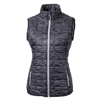 Gilet matelassé entièrement zippé imprimé PrimaLoft Eco pour femme, coloris noir, des Colorado Rockies Rainier Cutter & Buck