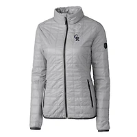 Women's Cutter & Buck Gray Colorado Rockies Rainier PrimaLoft Eco Full-Zip Puffer Jacket