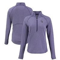 Women's Cutter & Buck Heather Purple Colorado Rockies Peshastin Eco Fleece Recycled Raglan Half-Zip Top
