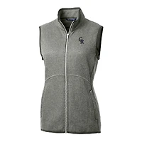 Women's Cutter & Buck Heathered Gray Colorado Rockies Mainsail Sweater-Knit Full-Zip Vest