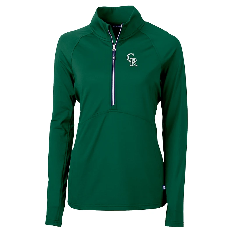Pull-over demi-zippé en tricot recyclé City Connect Adapt Eco Knit pour femme, vert Hunter, des Colorado Rockies de Cutter & Buck