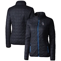 Women's Cutter & Buck Navy Colorado Rockies Americana Logo Rainier PrimaLoft Eco Insulated Full-Zip Puffer Jacket