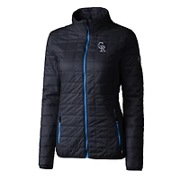 Women's Cutter & Buck Navy Colorado Rockies Americana Logo Rainier PrimaLoft Eco Insulated Full-Zip Puffer Jacket