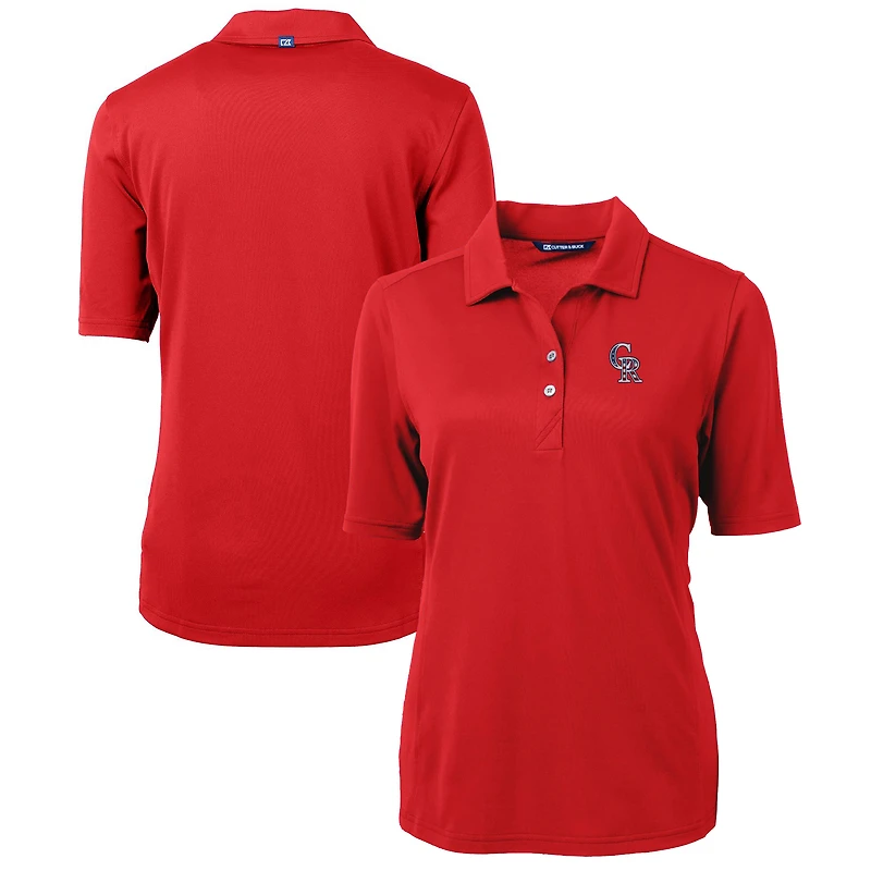 Polo Pique recyclé DryTec Virtue Eco pour femme, rouge, avec logo Americana des Colorado Rockies Cutter & Buck
