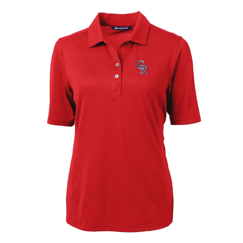 Women's Cutter & Buck Red Colorado Rockies Americana Logo DryTec Virtue Eco Pique Recycled Polo