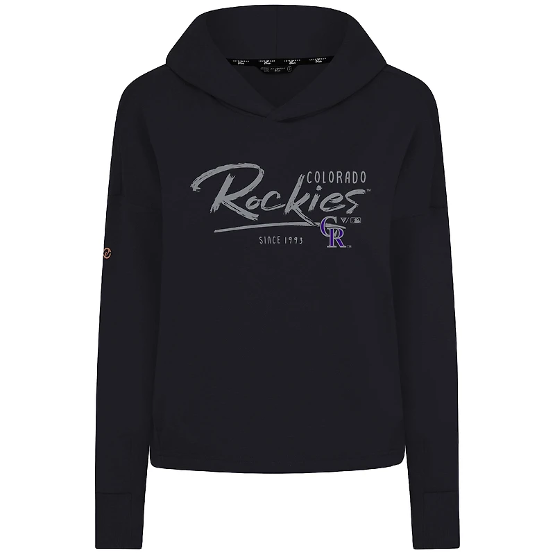 Sweat à capuche court noir Levelwear Colorado Rockies Accolade Sweet Express pour femme