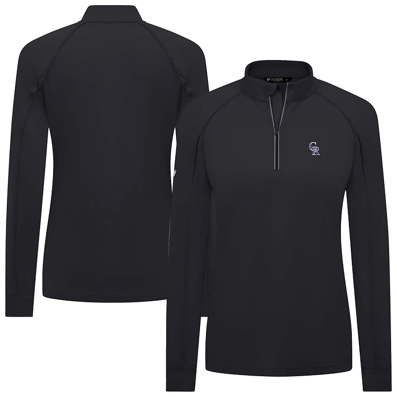 Women's Levelwear Black Colorado Rockies Kinetic Insignia 2.0 Raglan Quarter-Zip Top